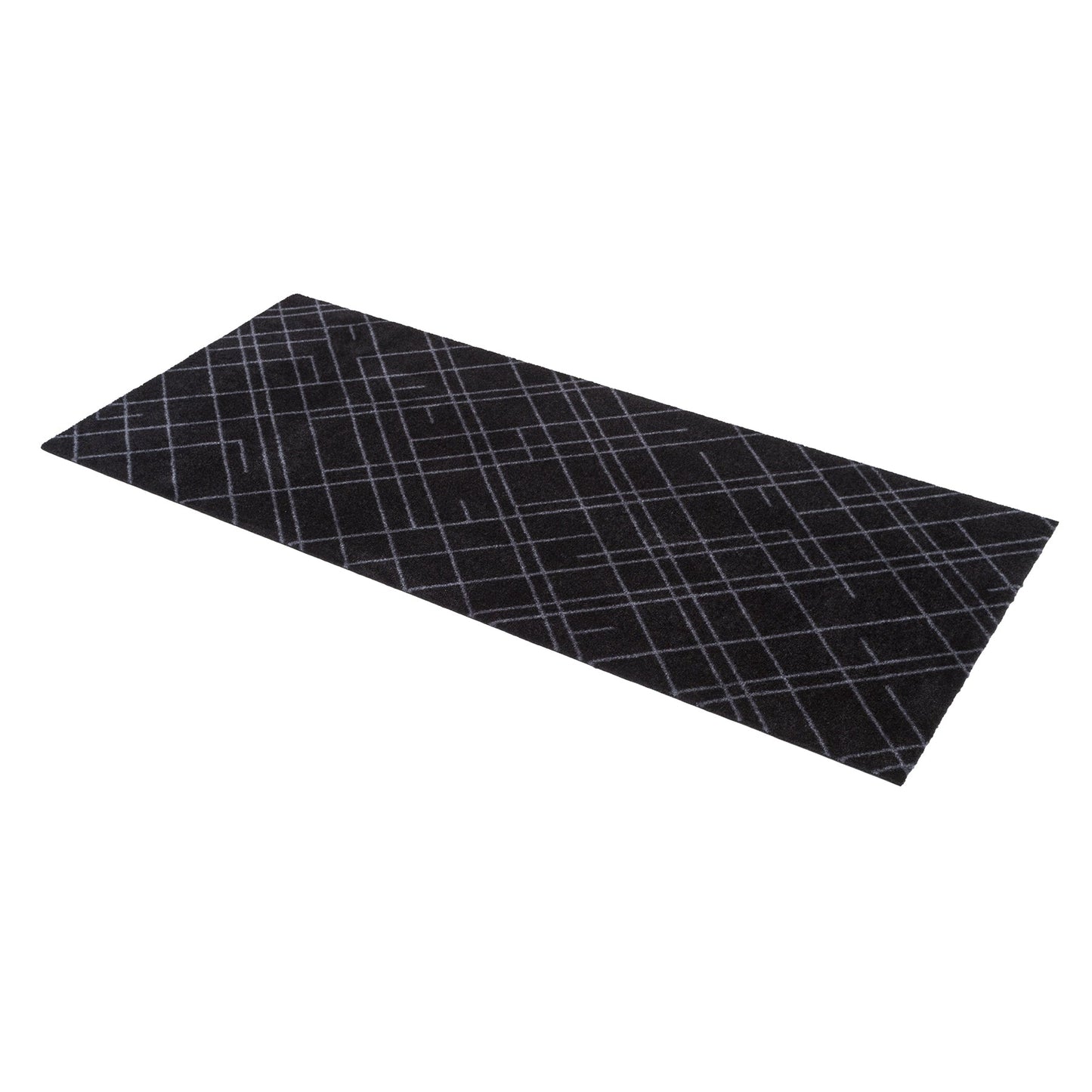 GULVMÅTTE 67 x 150 CM - LINES SORT/GRÅ