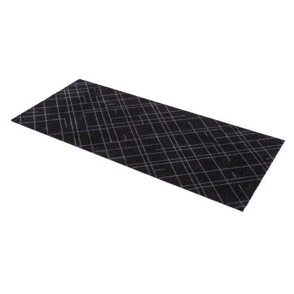 GULVMÅTTE 67 x 150 CM - LINES SORT/GRÅ