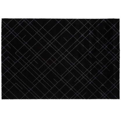GULVMÅTTE 90 X 130 CM - LINES SORT/GRÅ