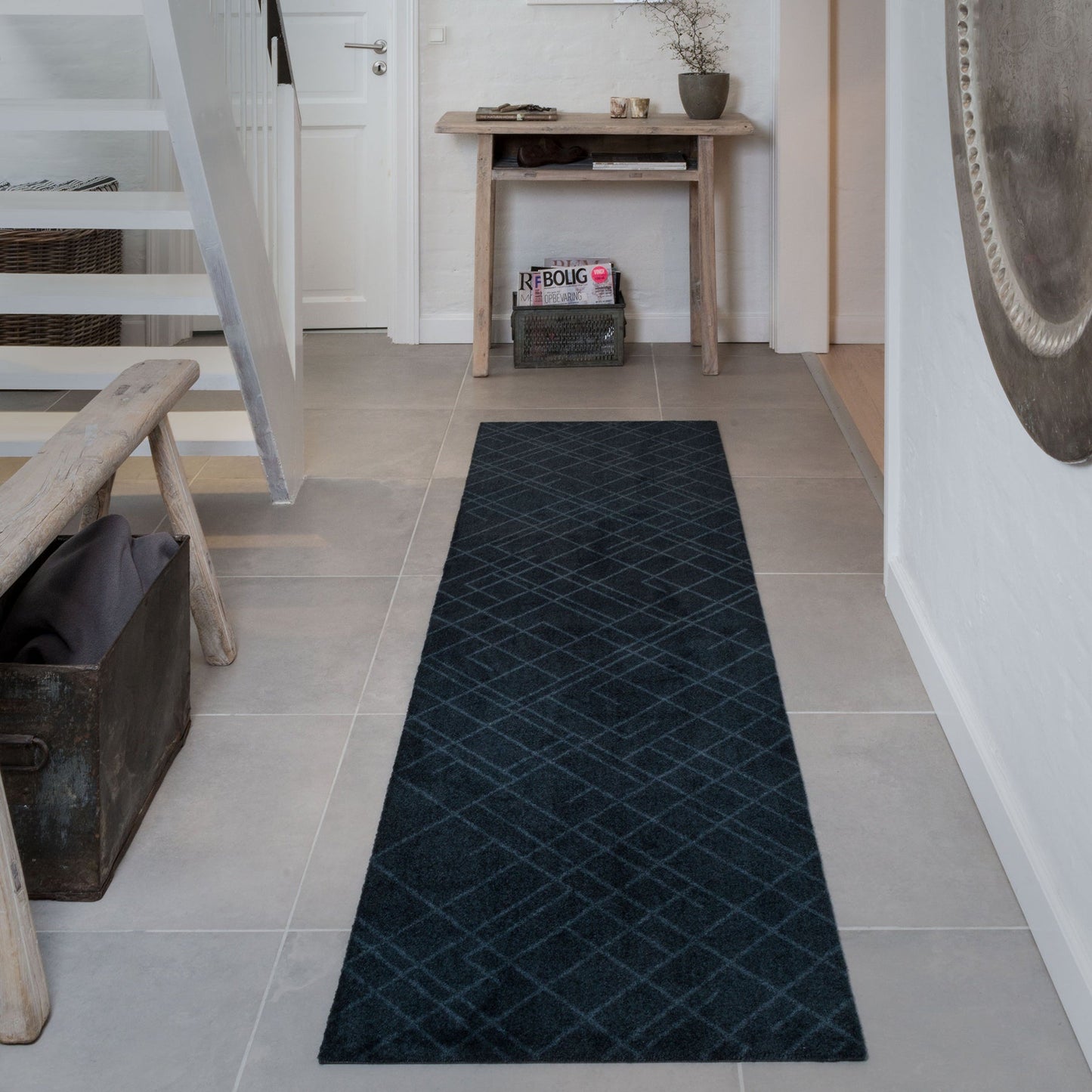 GULVMÅTTE 67 x 200 CM LINES DARK GREY