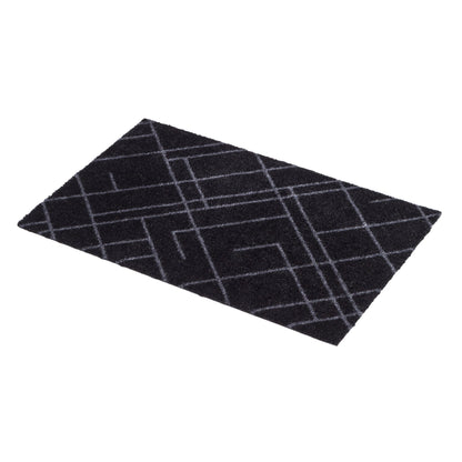GULVMÅTTE 60 x 90 CM - LINES SORT/GRÅ