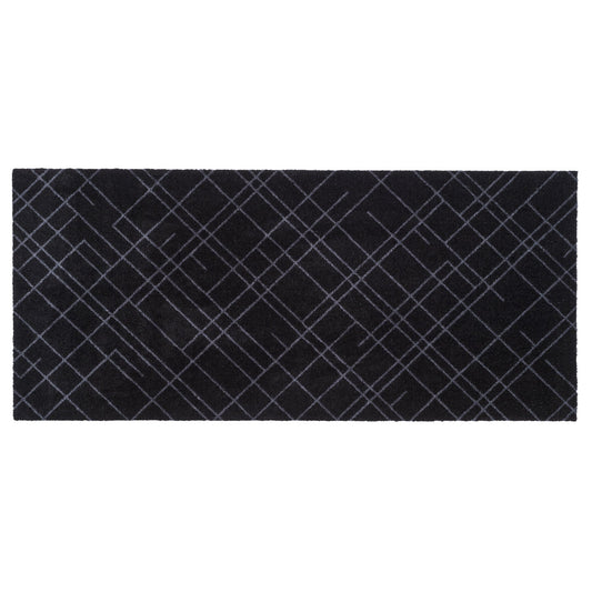 GULVMÅTTE 67 x 150 CM - LINES SORT/GRÅ